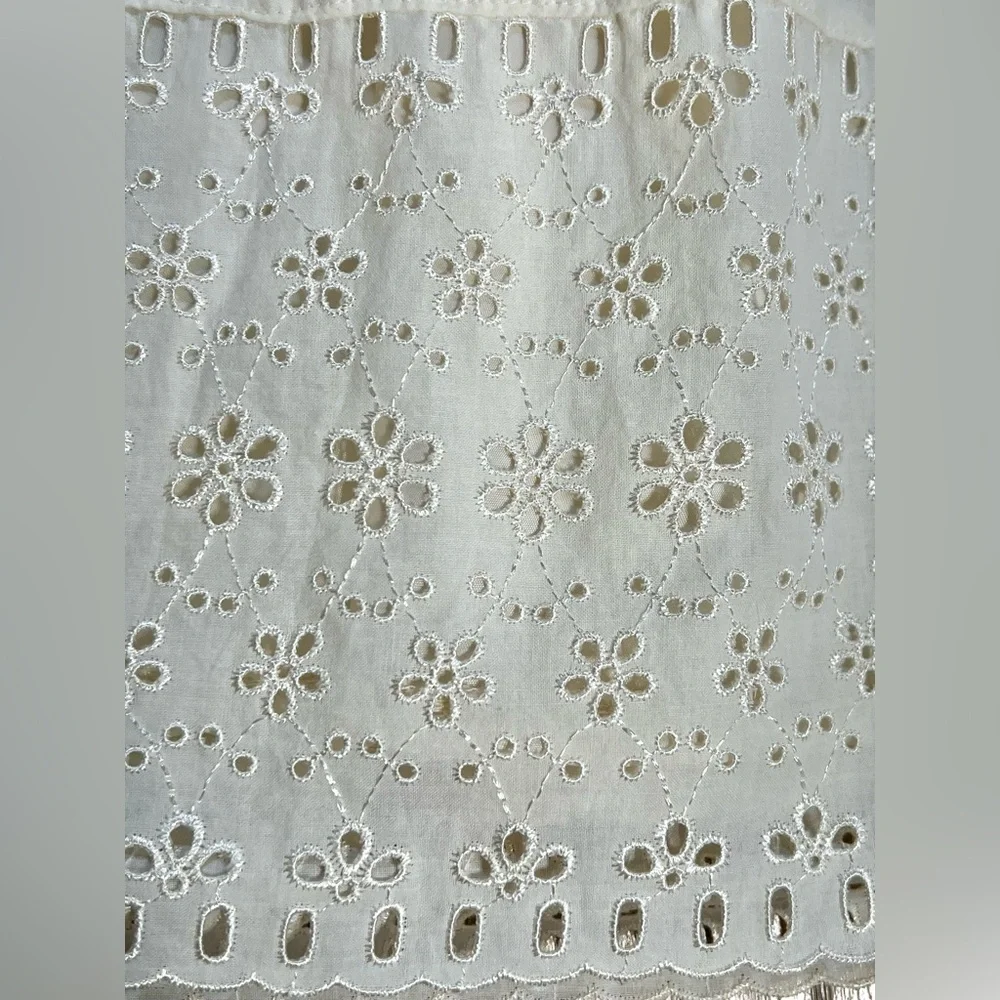 Eyelet lace buttercream midi full‎ a-line skirt cottagecore prairie boho y2k - Picture 8 of 14